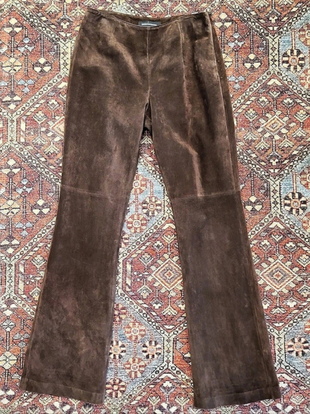 Moda International Brown Suede Flare Pants Size 6